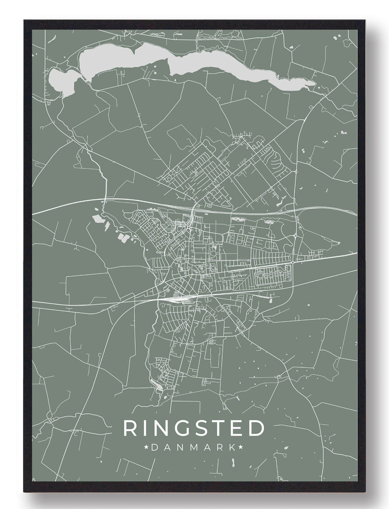 Ringsted Plakat Grøn  Størrelse:   15x21cm  A5
