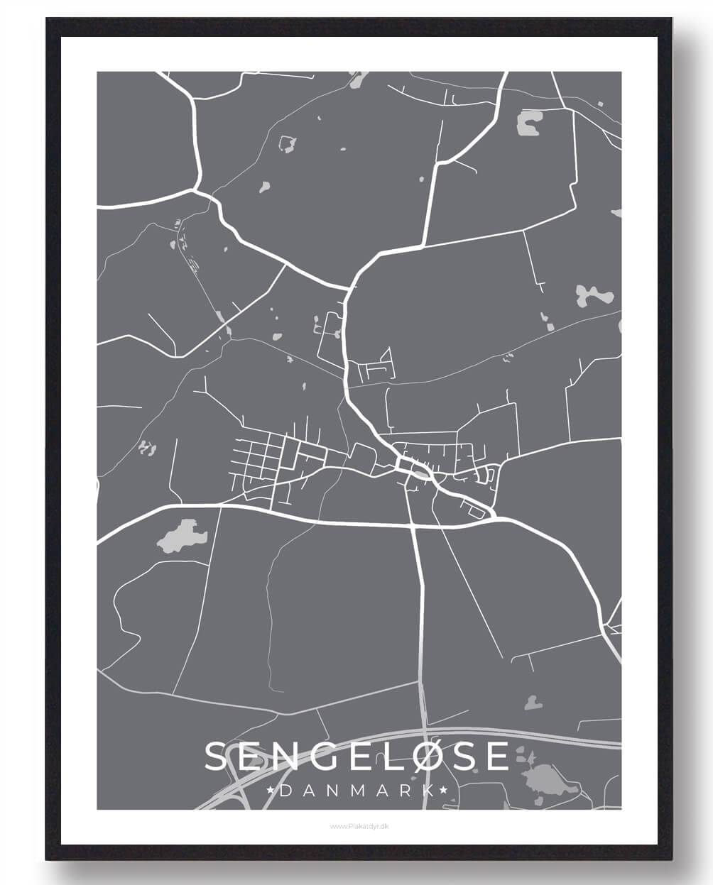 Sengeløse   Plakat Grå  Størrelse:   15x21cm  A5