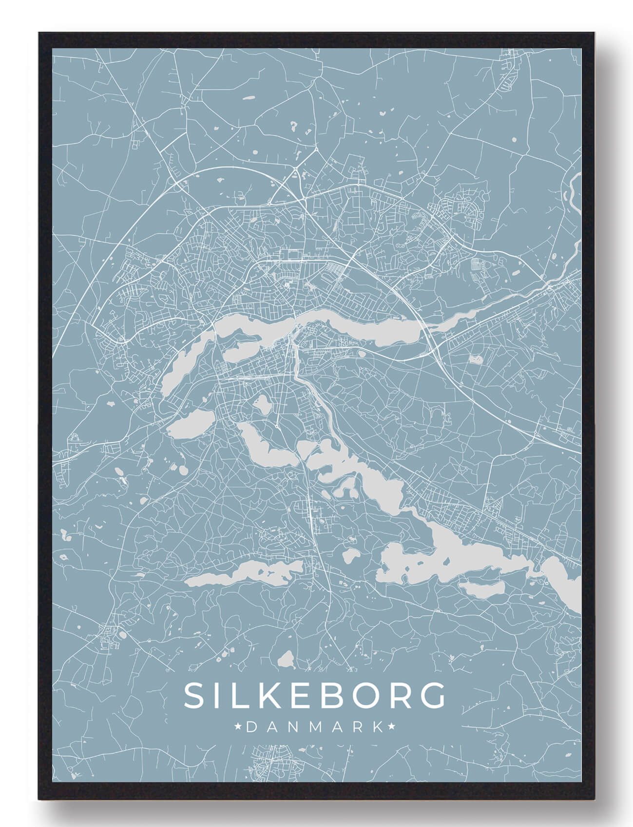 Silkeborg Plakat Lyseblå  Størrelse:   15x21cm  A5