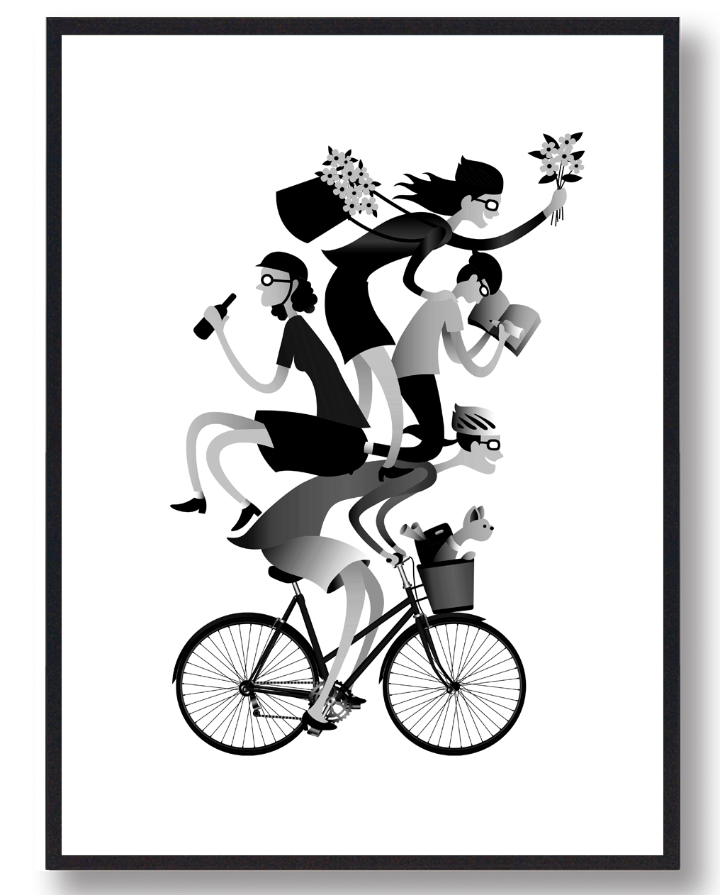 Sjov   Cyklen Plakat  Sort   Størrelse:   15x21cm  A5