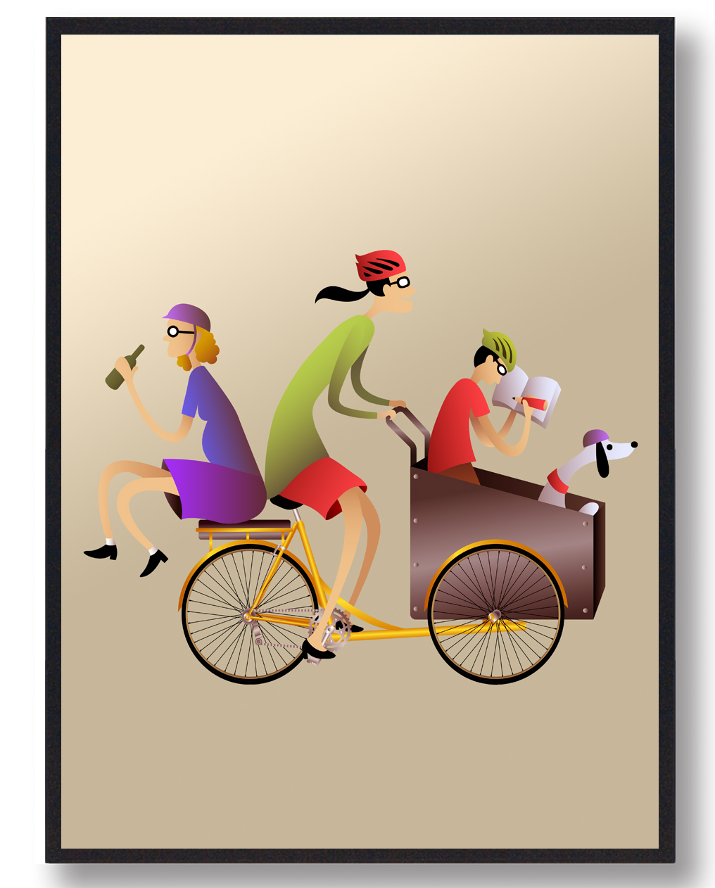 Sjov   Ladcyklen  Cykelplakat  Størrelse:   15x21cm  A5