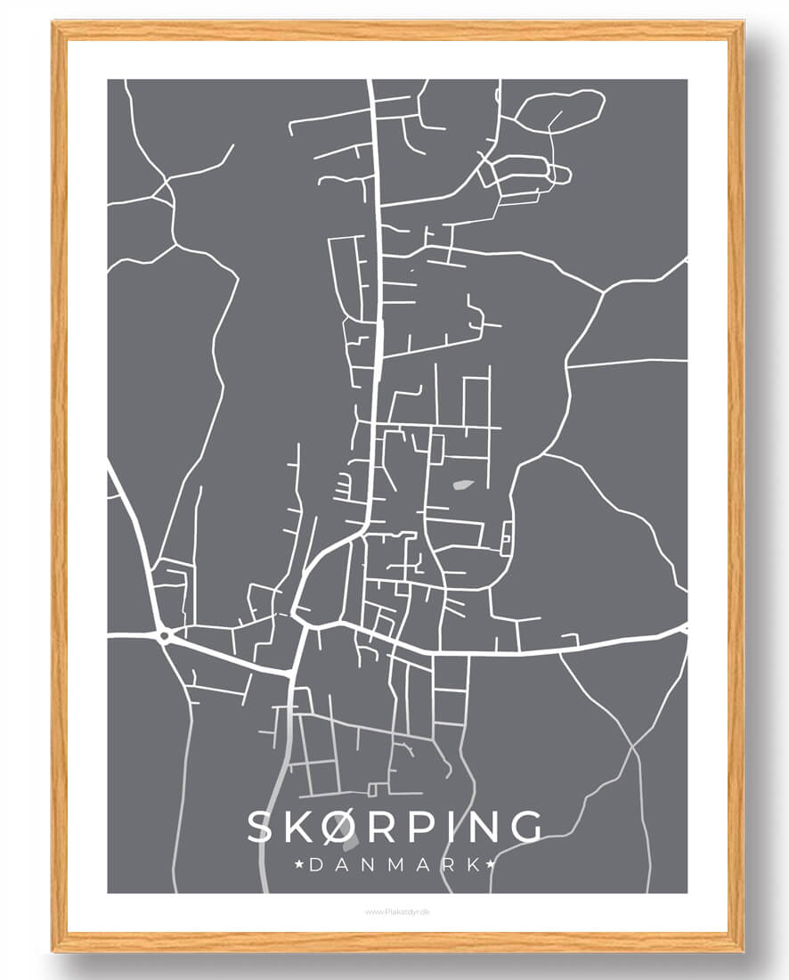 Skørping   Plakat Grå  Størrelse:   15x21cm  A5