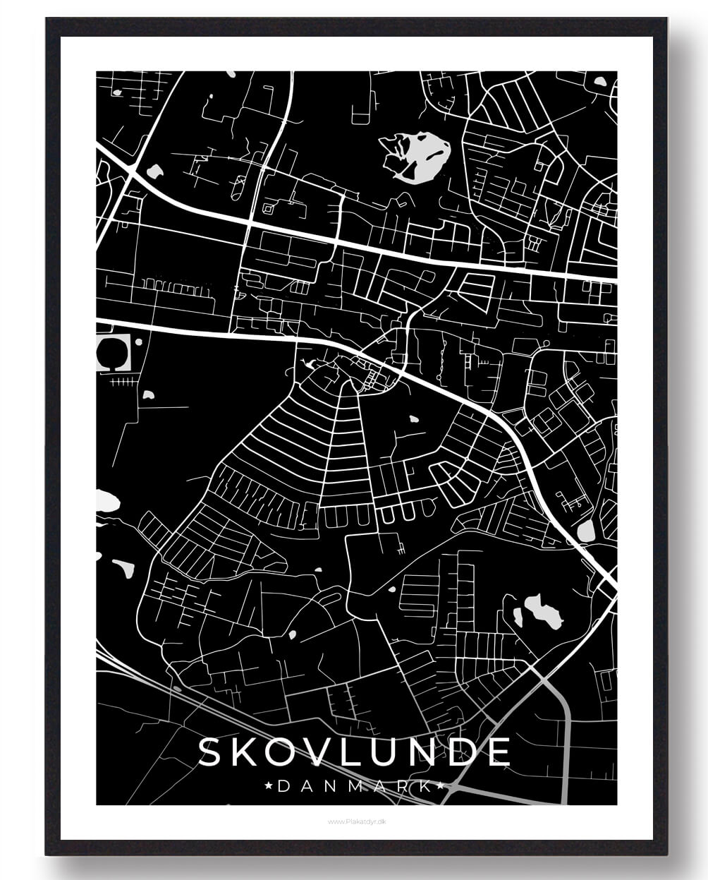 Skovlunde   Plakat Sort  Størrelse:   15x21cm  A5