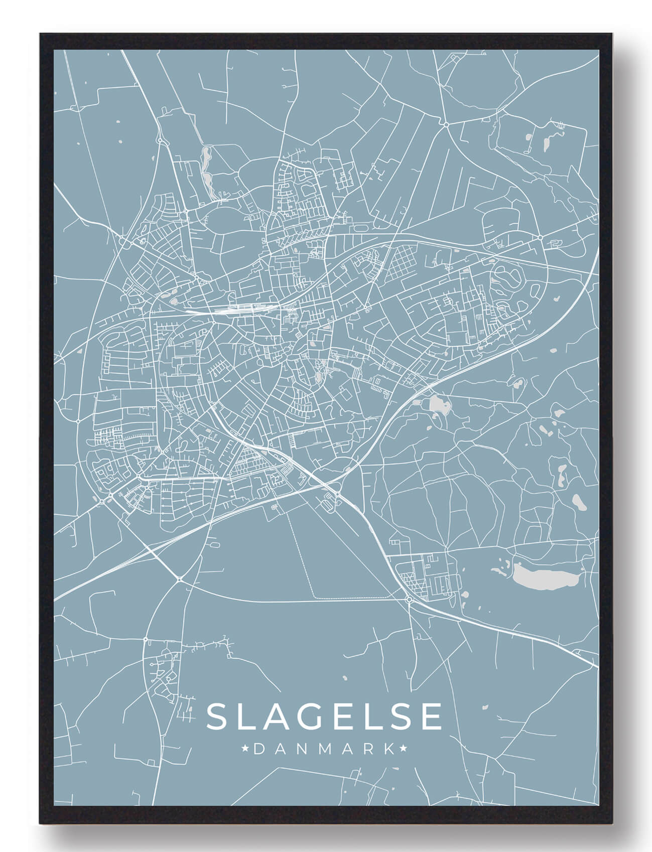 Slagelse Plakat Lyseblå  Størrelse:   15x21cm  A5