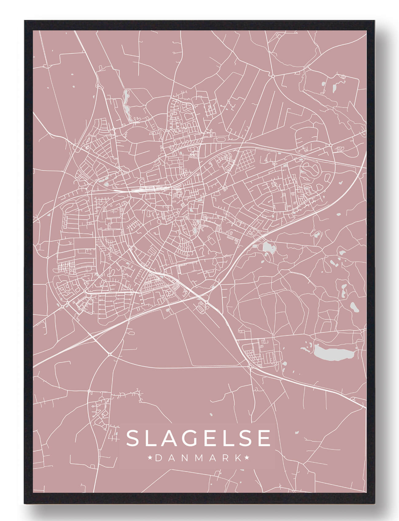 Slagelse Plakat Rosa  Størrelse:   15x21cm  A5