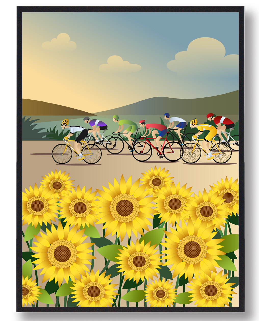 Solsikkeruten Cykelplakat  Størrelse:   15x21cm  A5