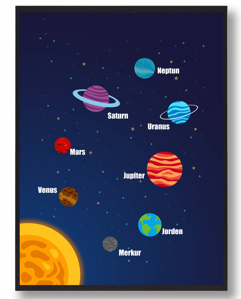 Solsystem Børn Plakat  Størrelse:   21x29 7cm  A4