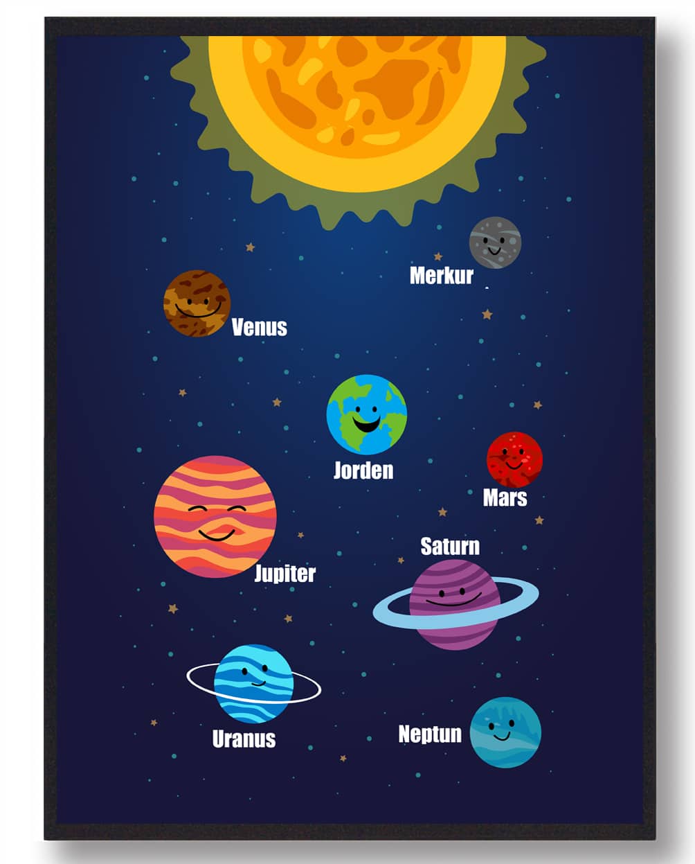 Solsystem Til Børn- Plakat  Størrelse:   21x29 7cm  A4