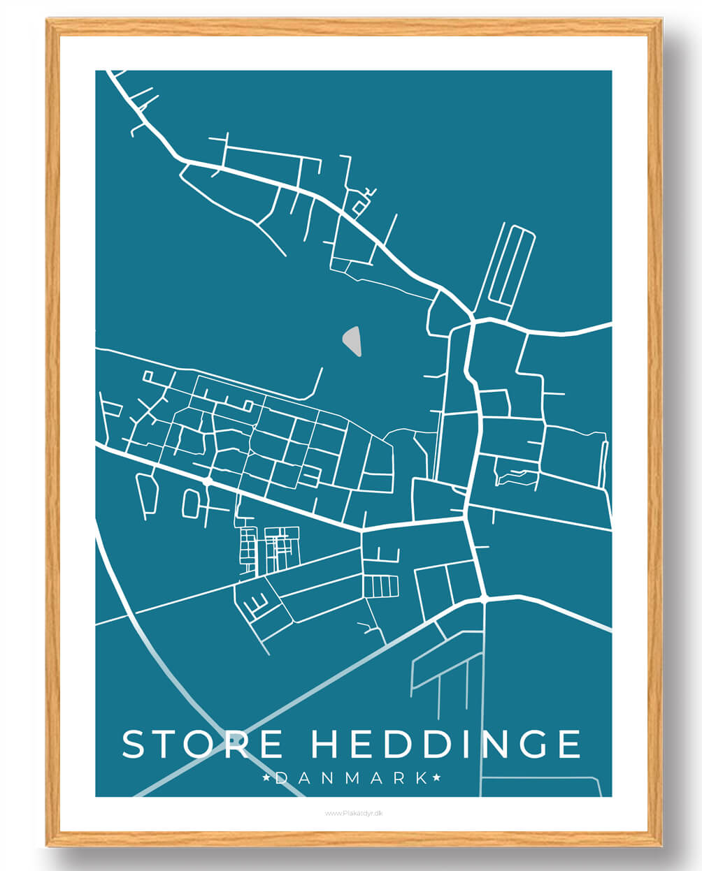 Store Heddinge   Plakat Blå  Størrelse:   15x21cm  A5
