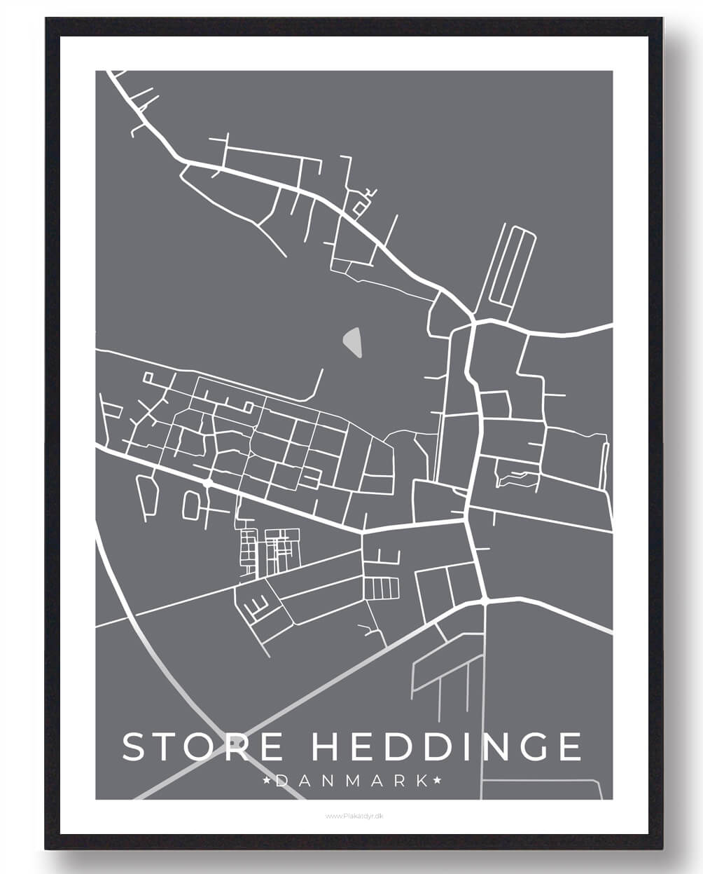 Store Heddinge   Plakat Grå  Størrelse:   15x21cm  A5