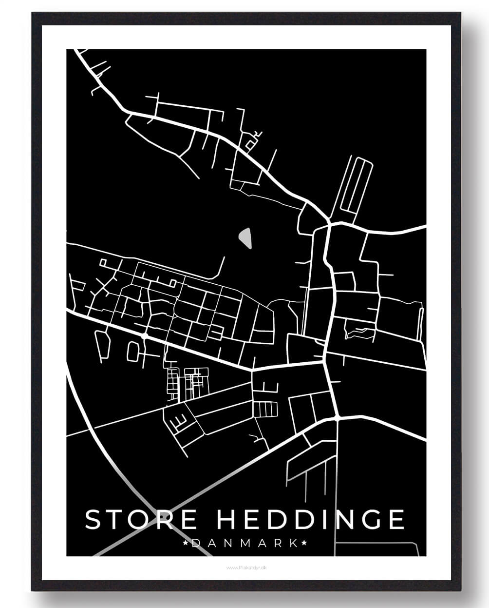 Store Heddinge   Plakat Sort  Størrelse:   15x21cm  A5