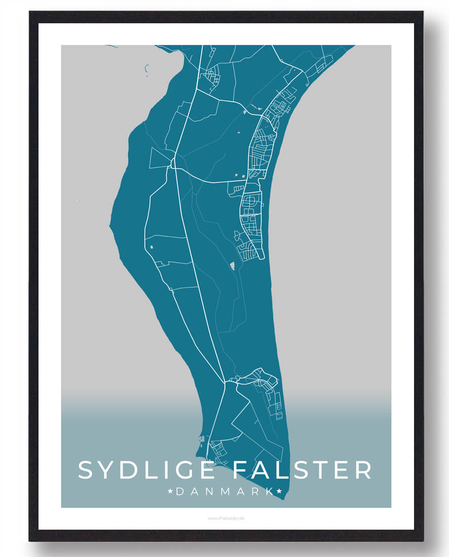 Sydlige Falster Plakat Blå  Størrelse:   15x21cm  A5