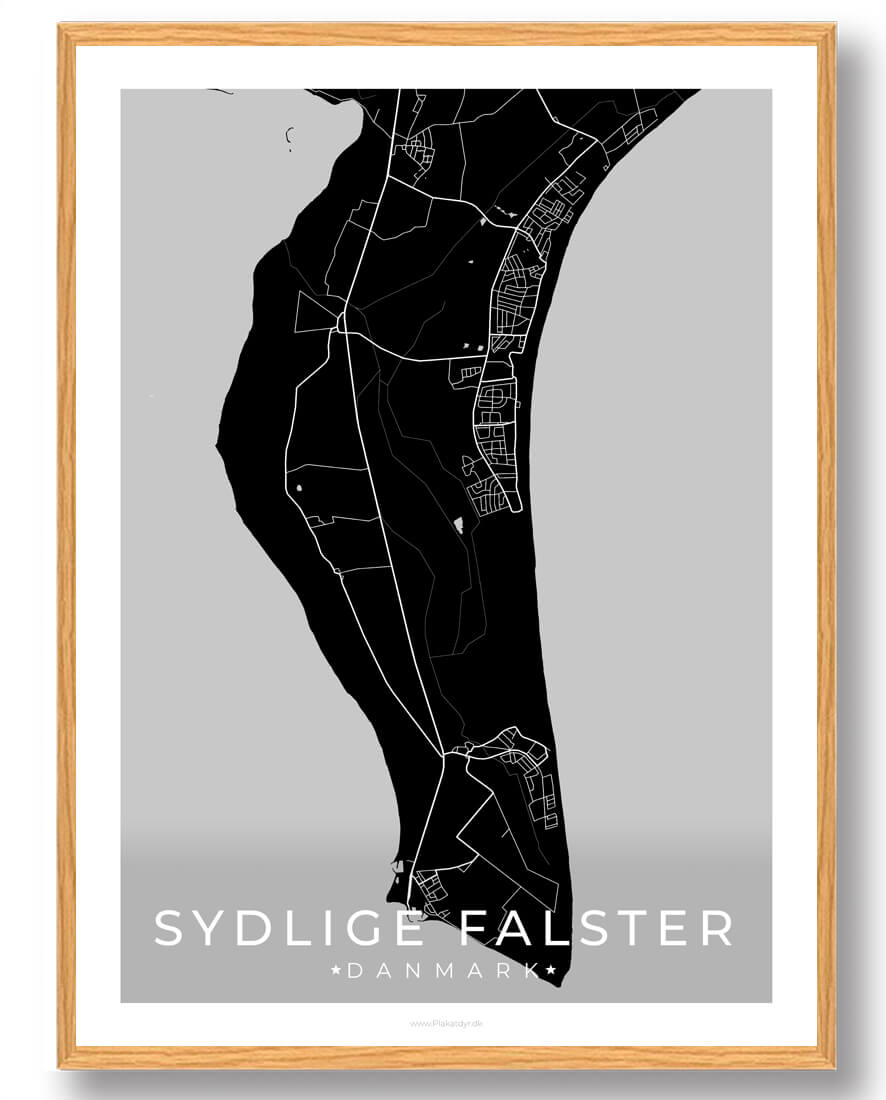 Sydlige Falster Plakat Sort  Størrelse:   15x21cm  A5