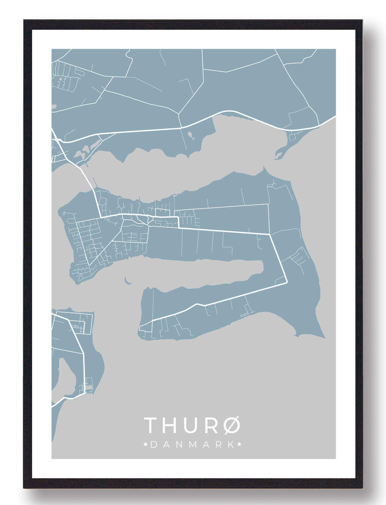 Thurø Plakat Lyseblå  Størrelse:   15x21cm  A5