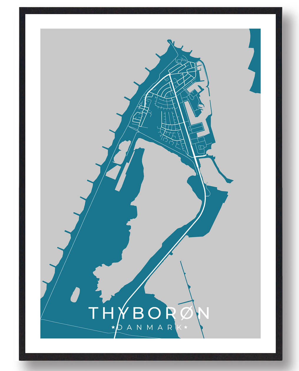 Thyborøn Plakat Blå  Størrelse:   15x21cm  A5