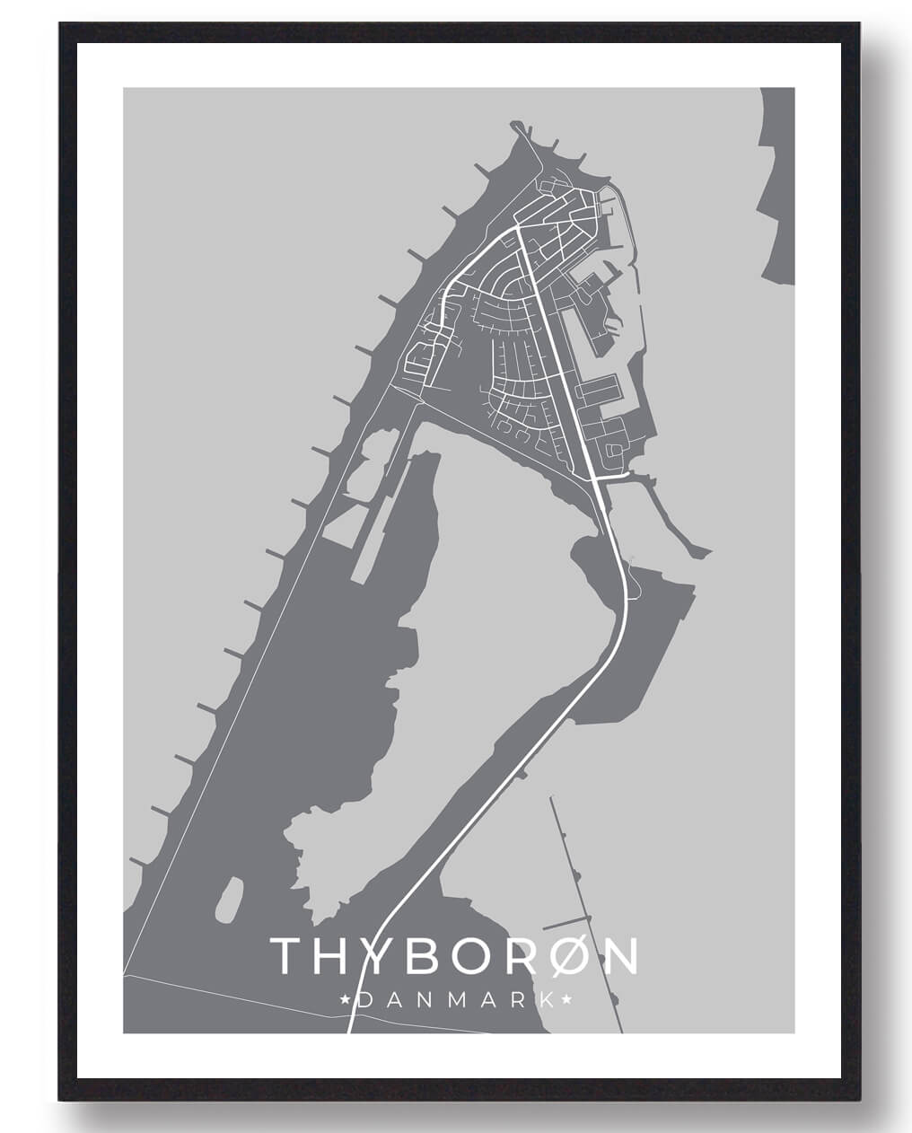 Thyborøn Plakat Grå  Størrelse:   15x21cm  A5
