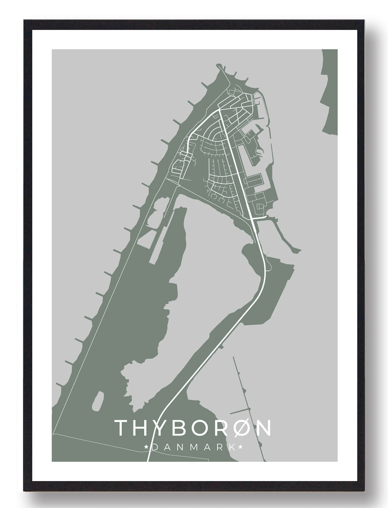Thyborøn Plakat Grøn  Størrelse:   15x21cm  A5