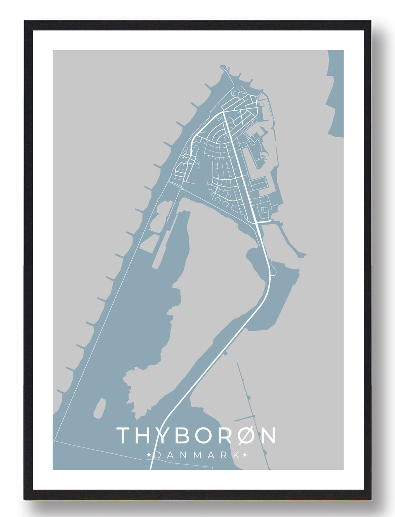 Thyborøn Plakat Lyseblå  Størrelse:   15x21cm  A5