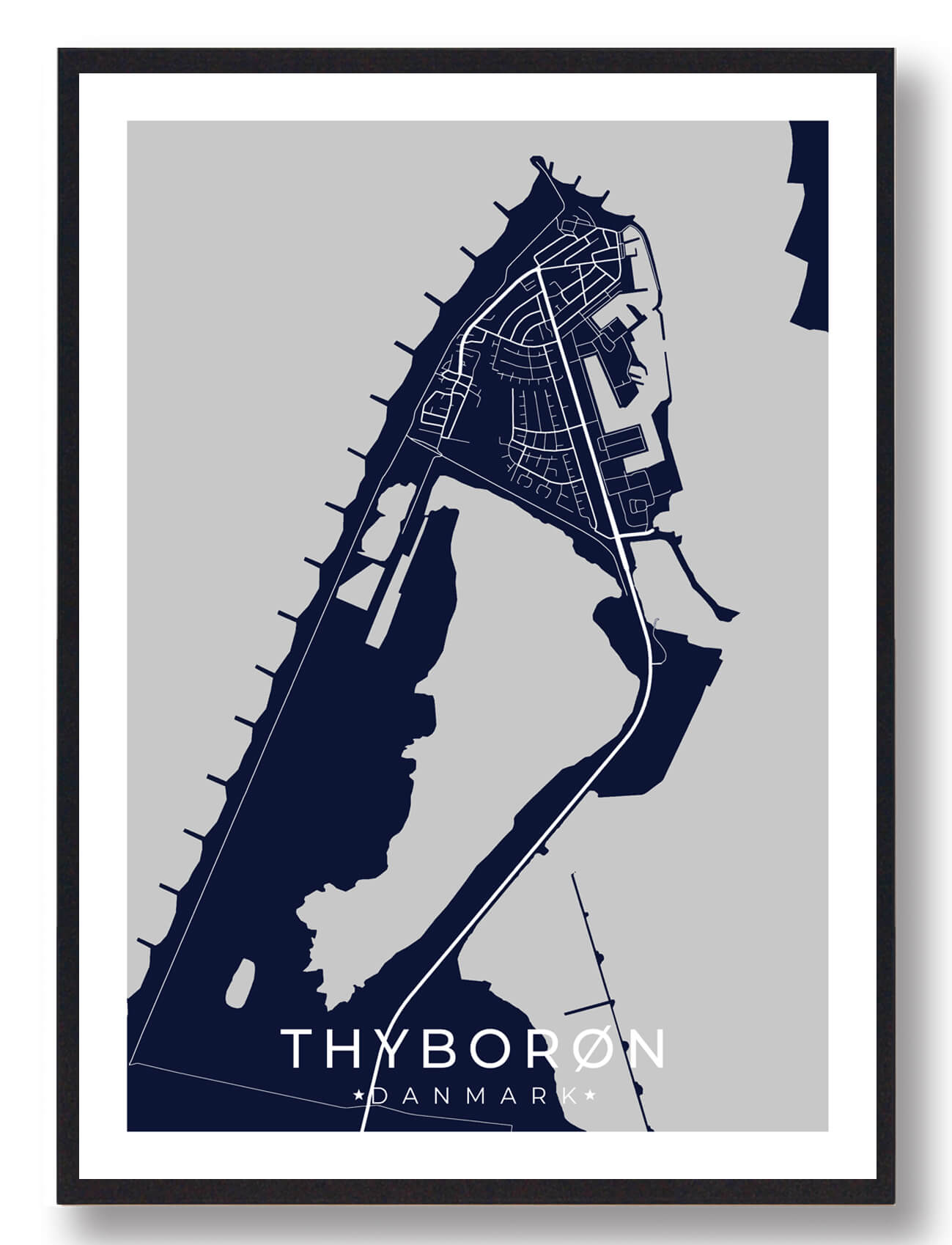 Thyborøn Plakat Mørkeblå  Størrelse:   15x21cm  A5