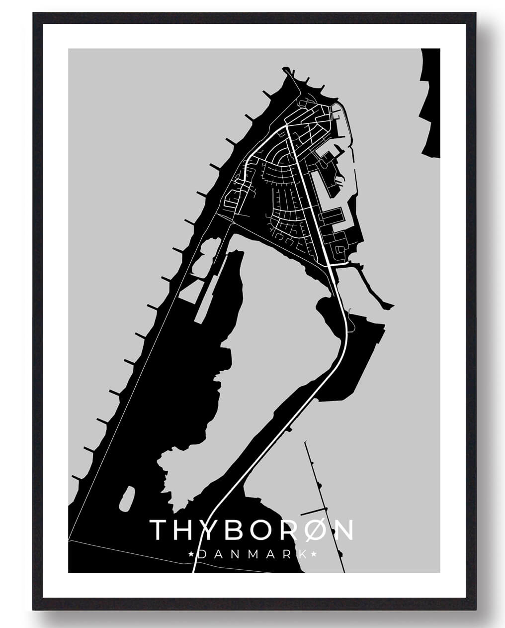 Thyborøn Plakat Sort  Størrelse:   15x21cm  A5