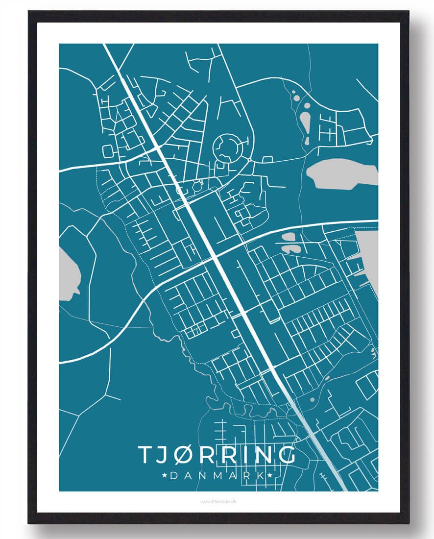 Tjørring   Plakat Blå  Størrelse:   15x21cm  A5