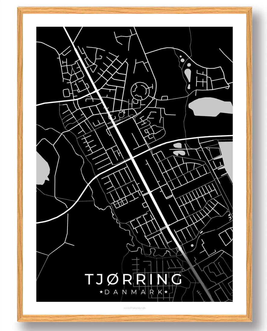 Tjørring   Plakat Sort  Størrelse:   15x21cm  A5