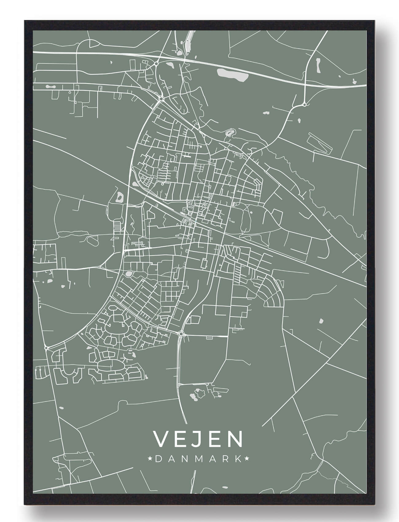 Vejen Plakat Grøn  Størrelse:   15x21cm  A5