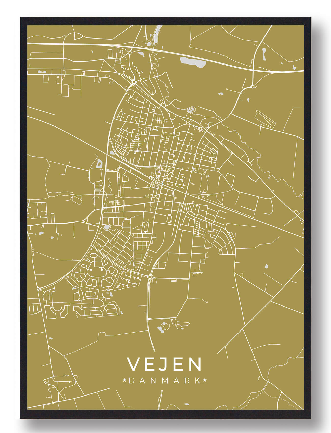 Vejen Plakat Gul  Størrelse:   15x21cm  A5