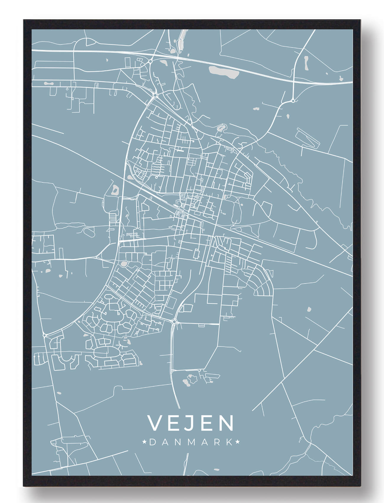 Vejen Plakat Lyseblå  Størrelse:   15x21cm  A5