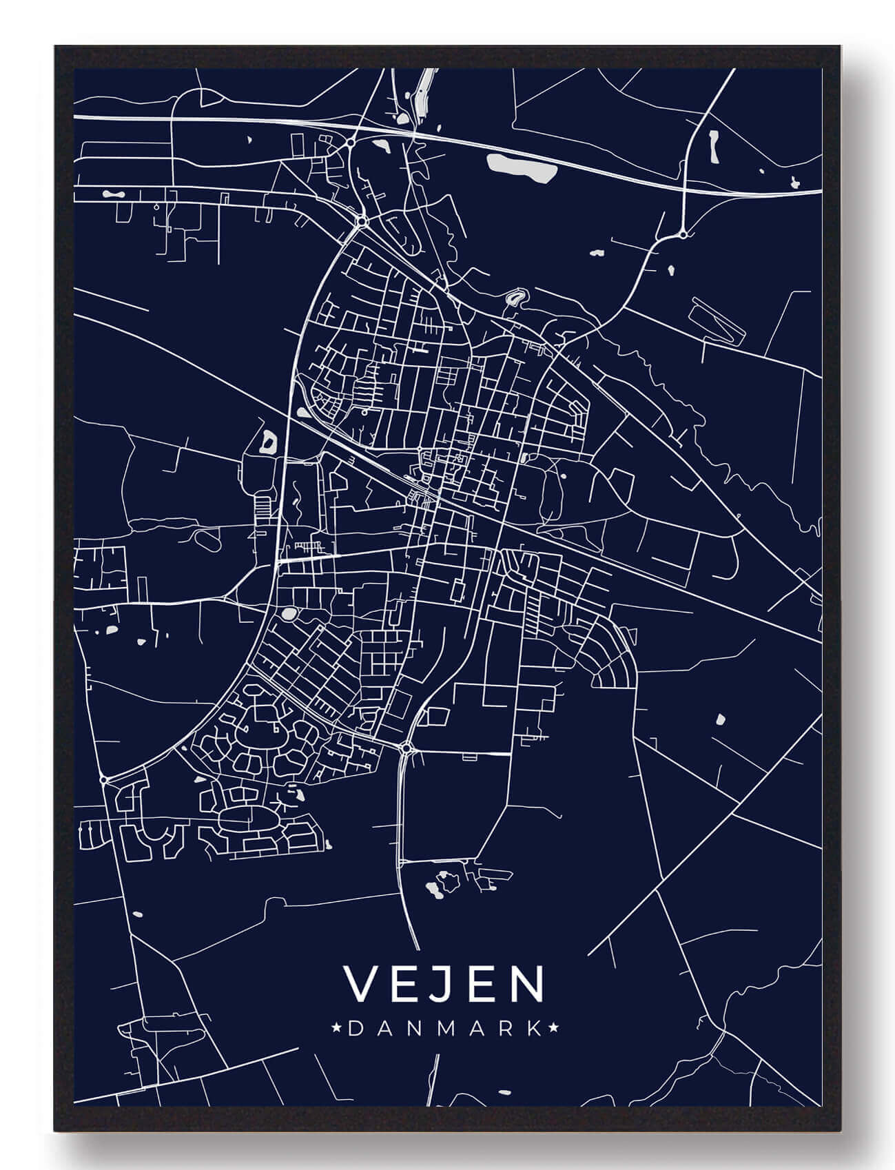 Vejen Plakat Mørkeblå  Størrelse:   15x21cm  A5