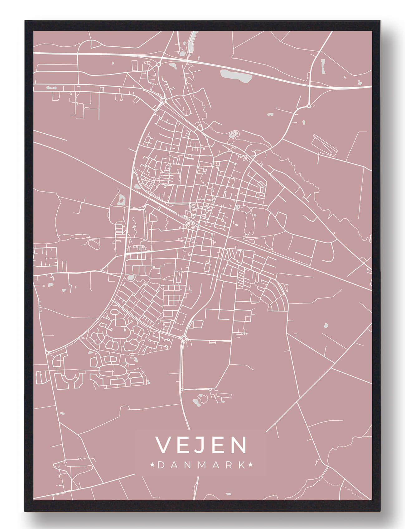Vejen Plakat Rosa  Størrelse:   15x21cm  A5