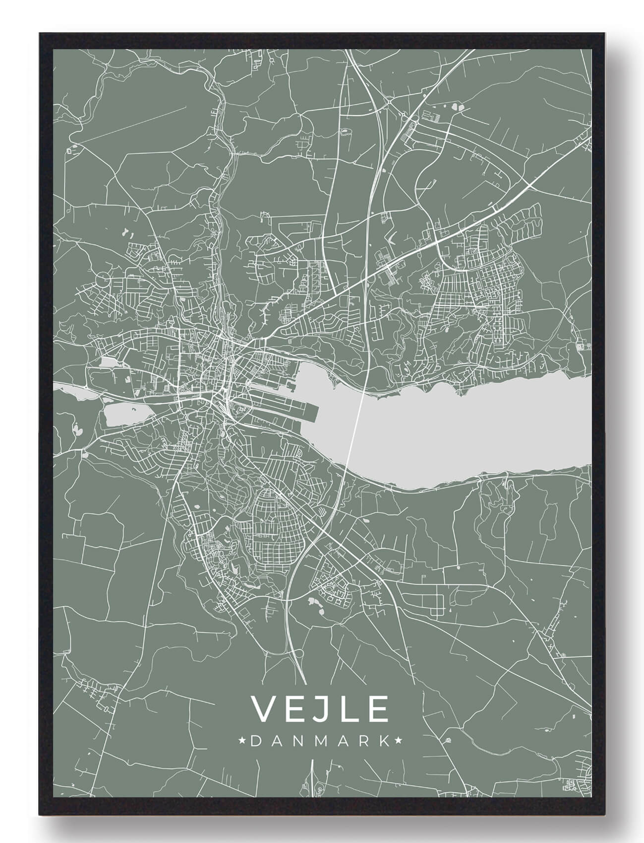 Vejle Plakat Grøn  Størrelse:   15x21cm  A5
