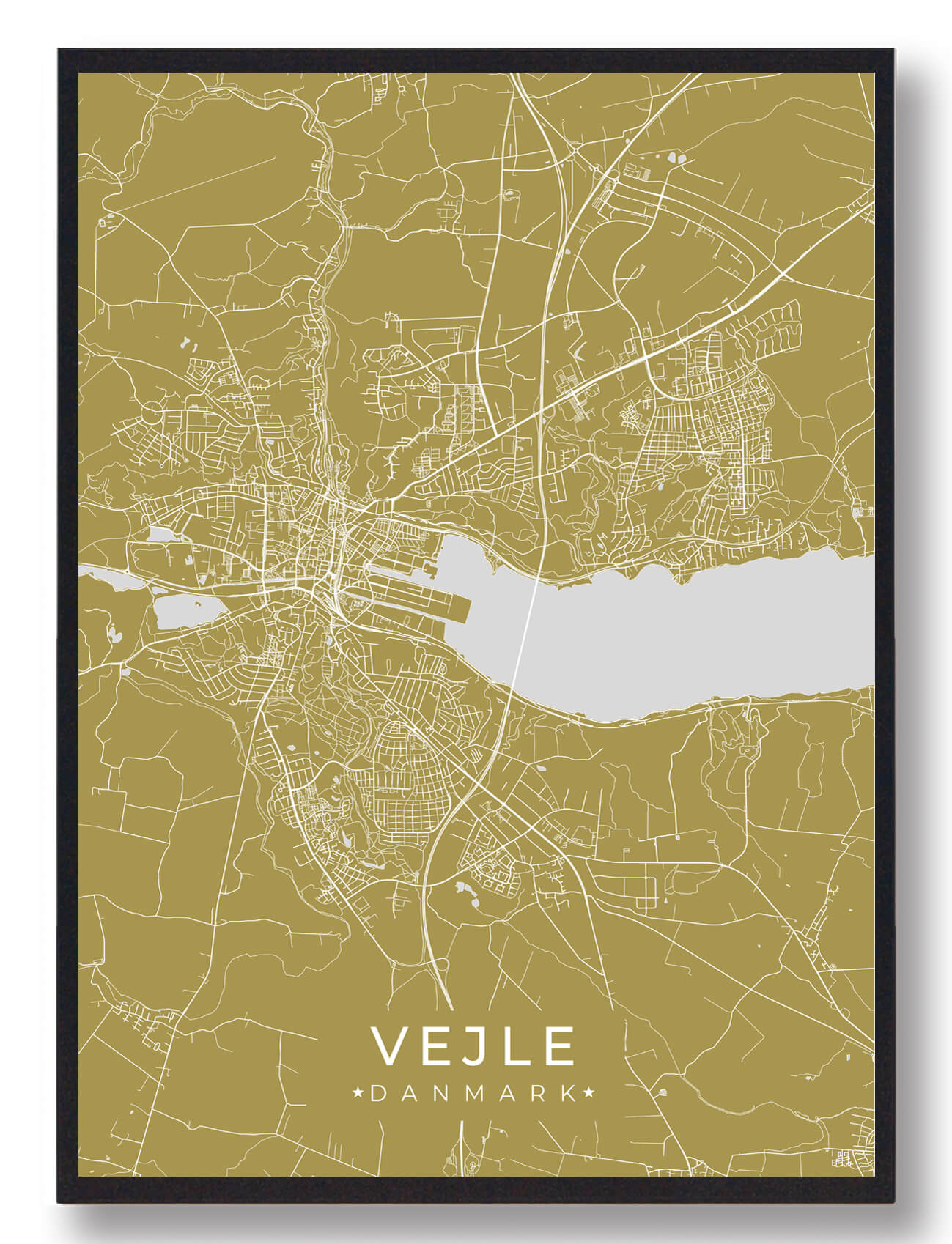 Vejle Plakat Gul  Størrelse:   15x21cm  A5