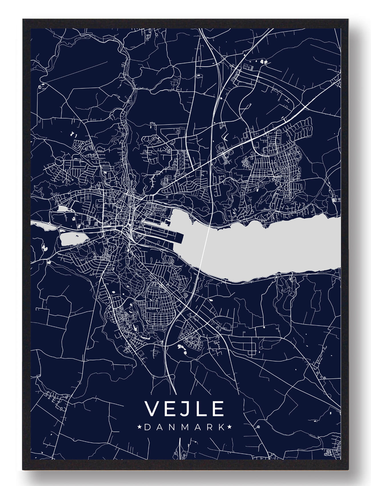 Vejle Plakat Mørkeblå  Størrelse:   15x21cm  A5