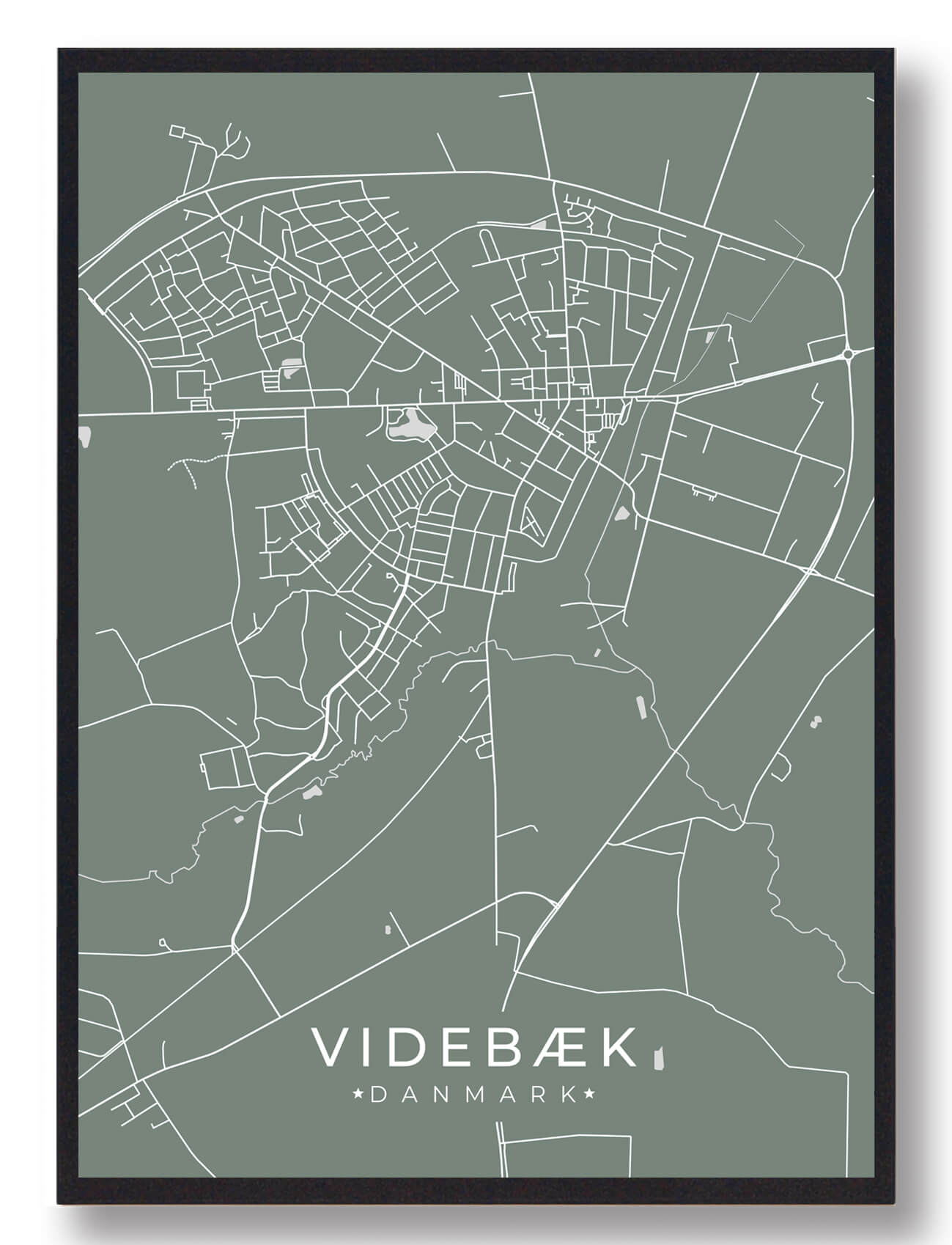 Videbæk Plakat Grøn  Størrelse:   15x21cm  A5
