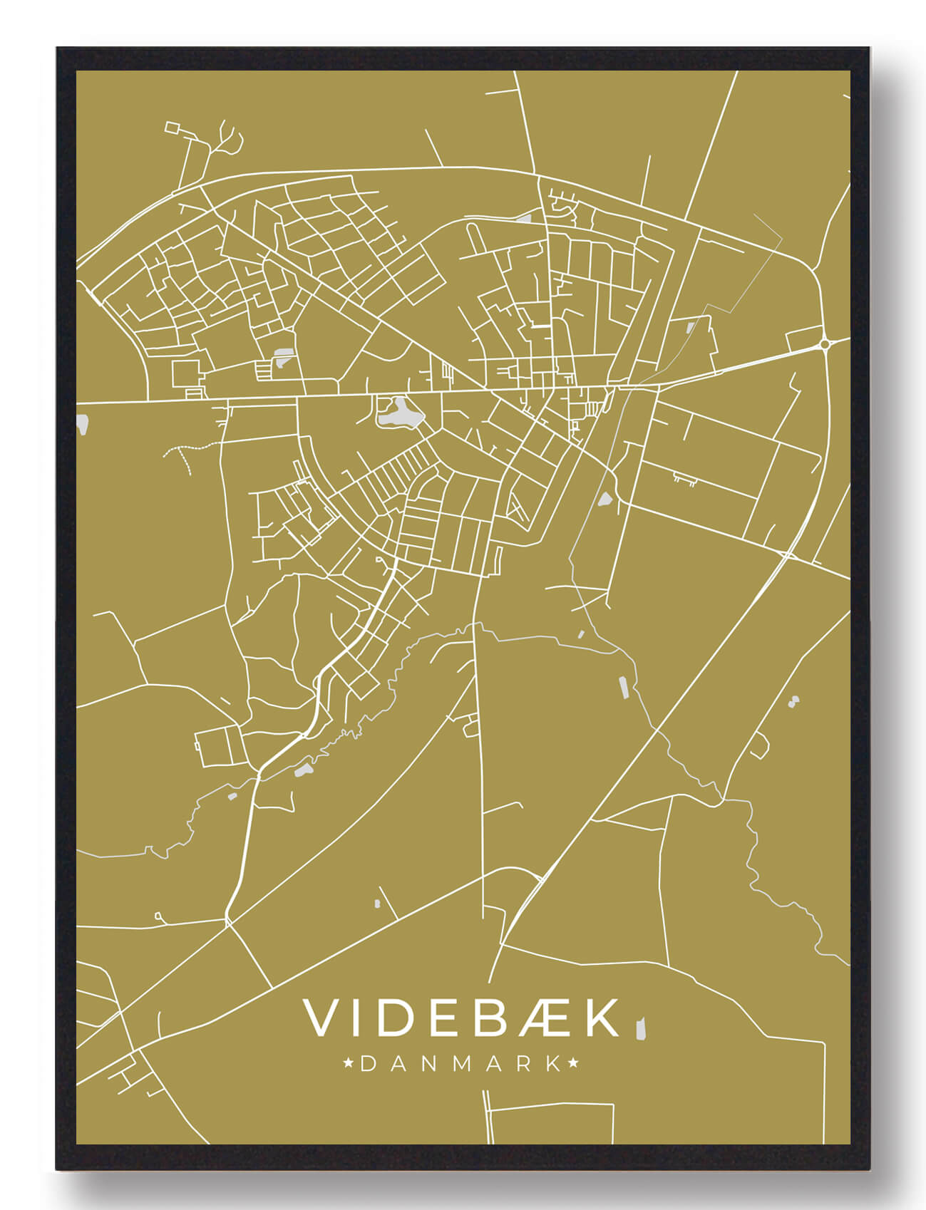 Videbæk Plakat Gul  Størrelse:   15x21cm  A5
