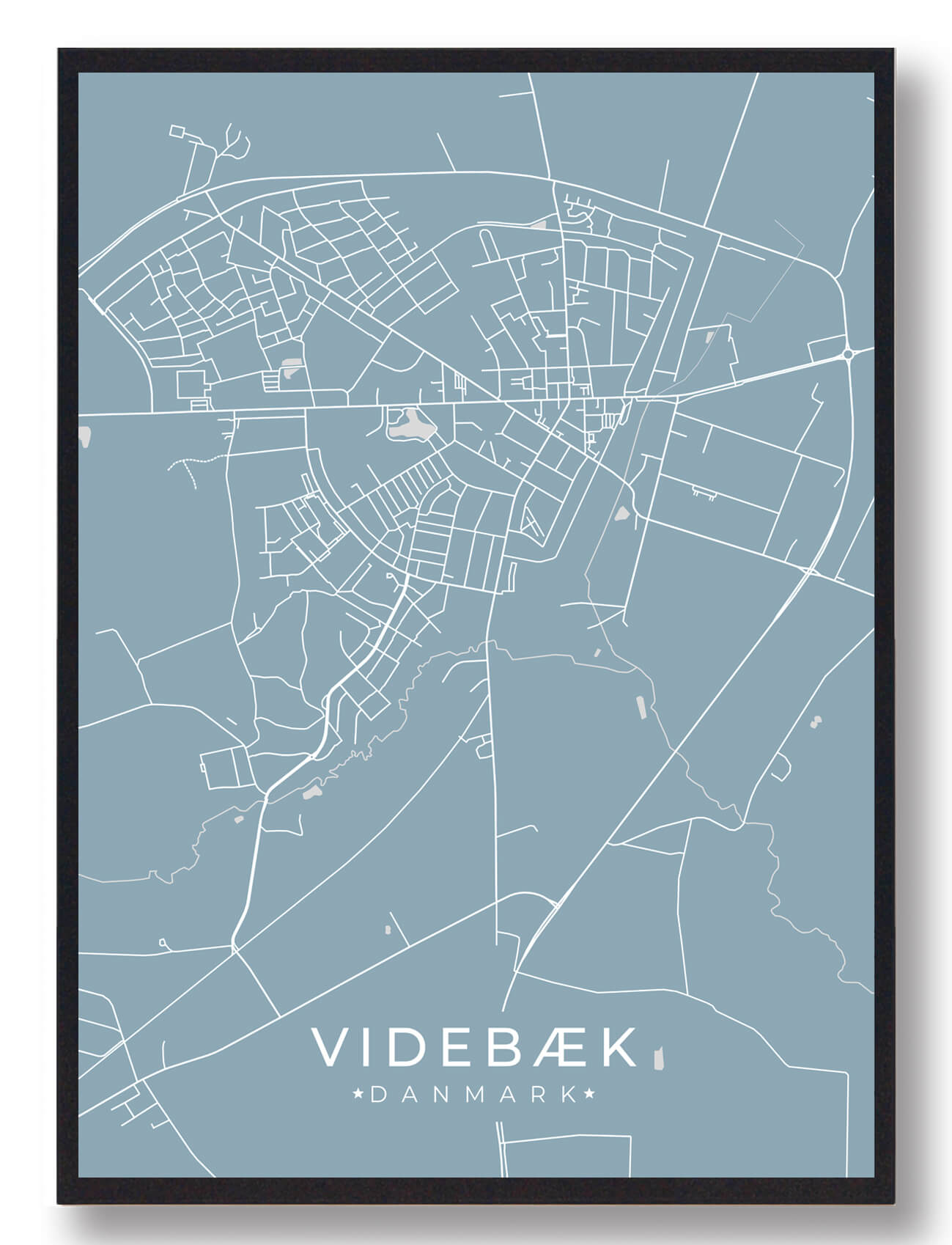 Videbæk Plakat Lyseblå  Størrelse:   15x21cm  A5
