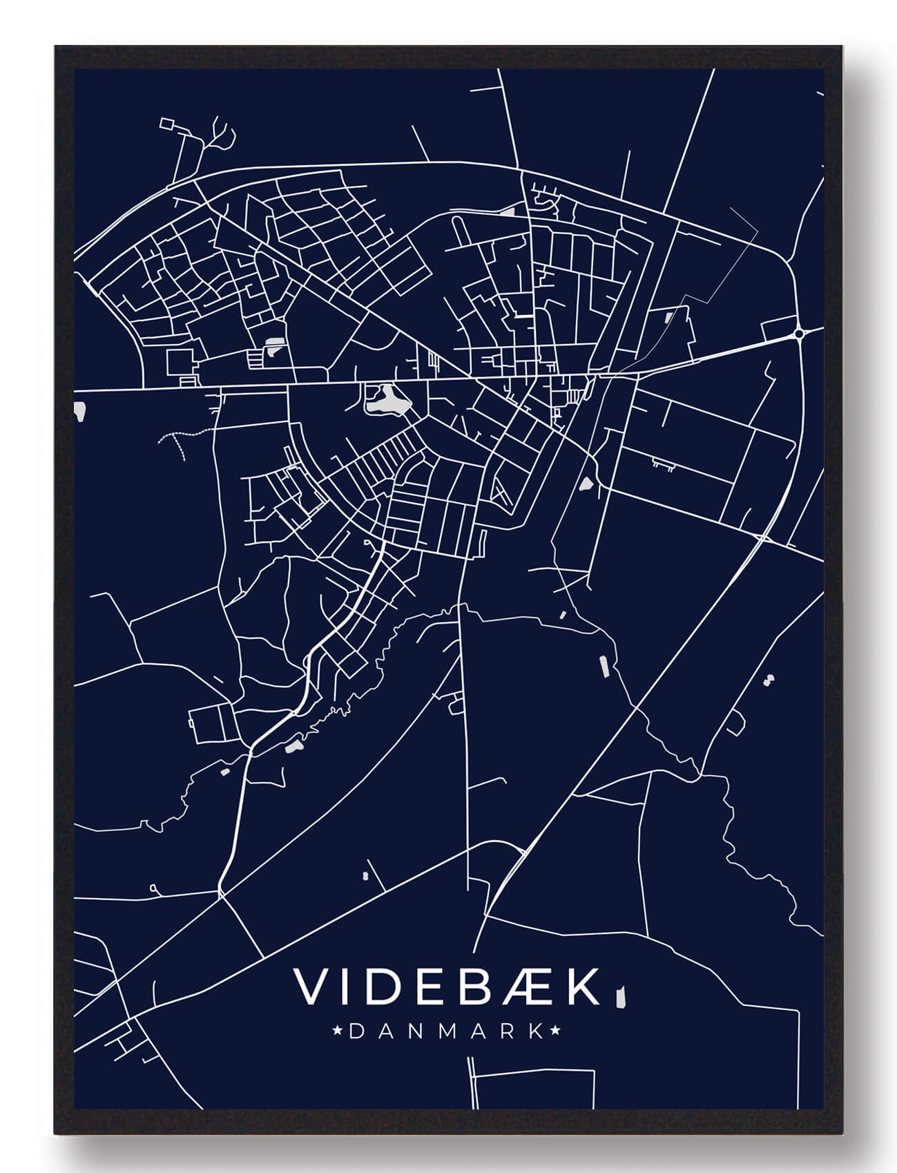 Videbæk Plakat Mørkeblå  Størrelse:   15x21cm  A5