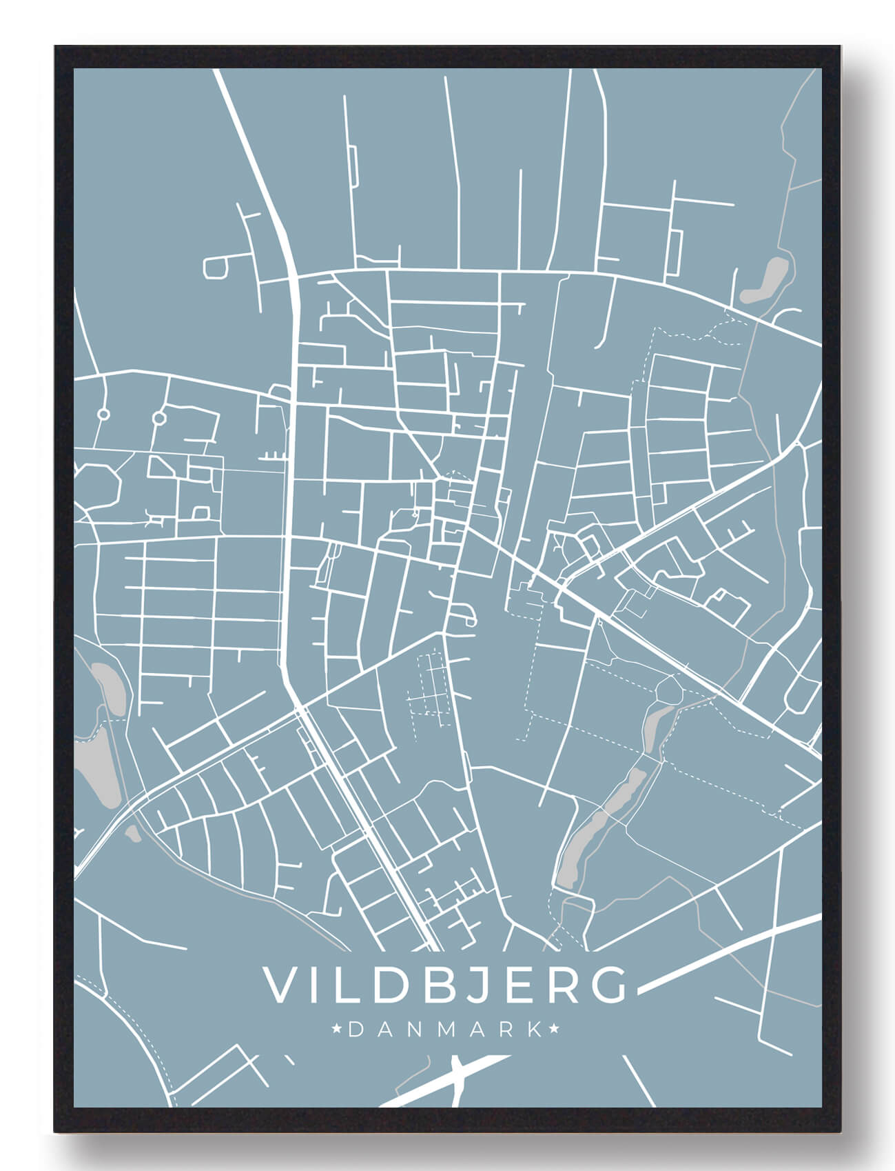 Vildbjerg Plakat Lyseblå  Størrelse:   15x21cm  A5