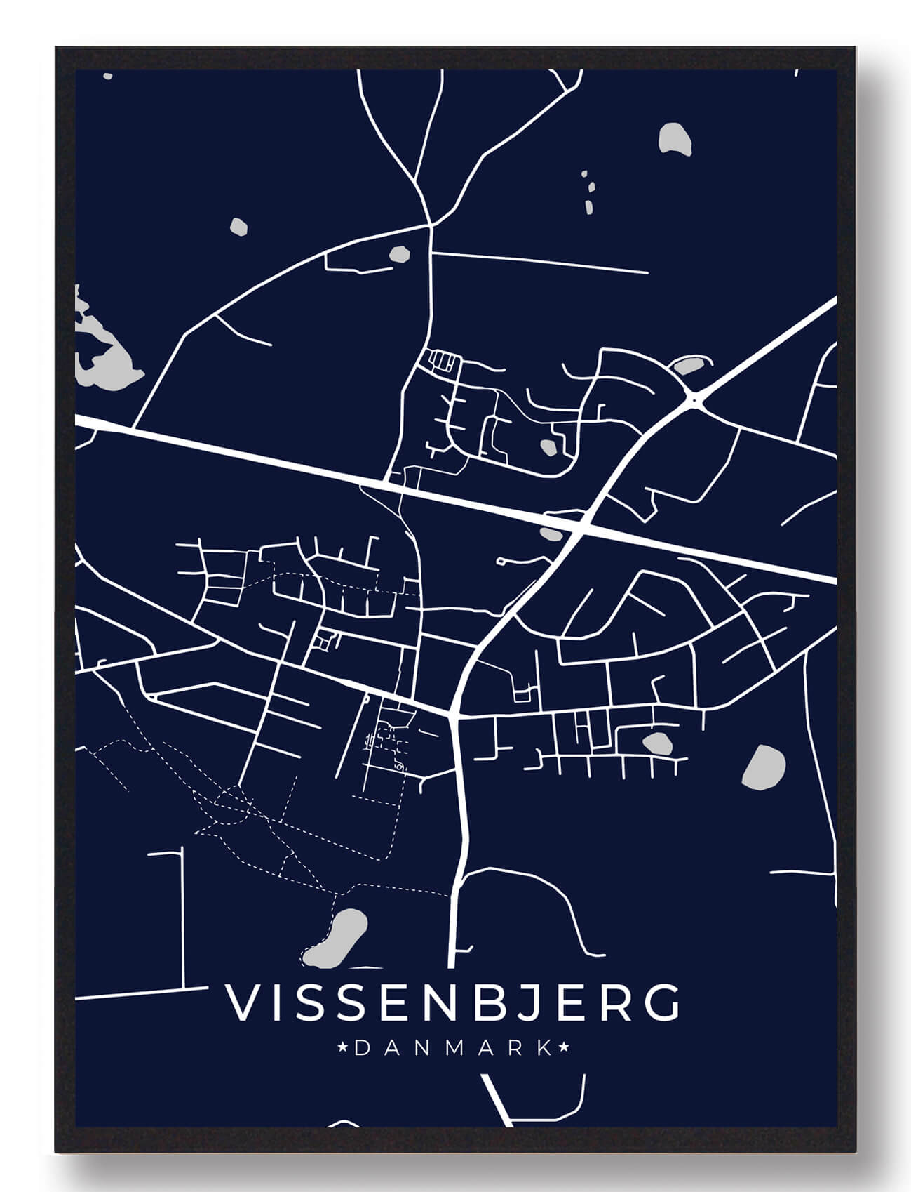 Vissenbjerg Plakat Mørkeblå  Størrelse:   15x21cm  A5