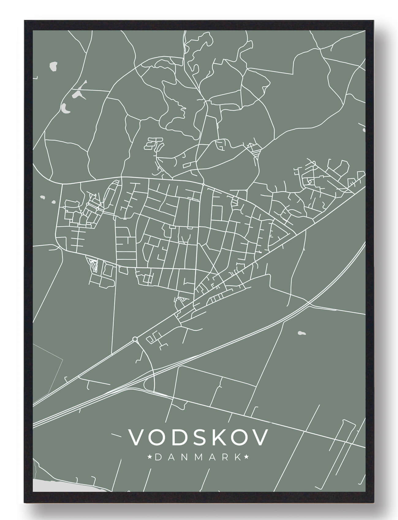 Vodskov Plakat Grøn  Størrelse:   15x21cm  A5