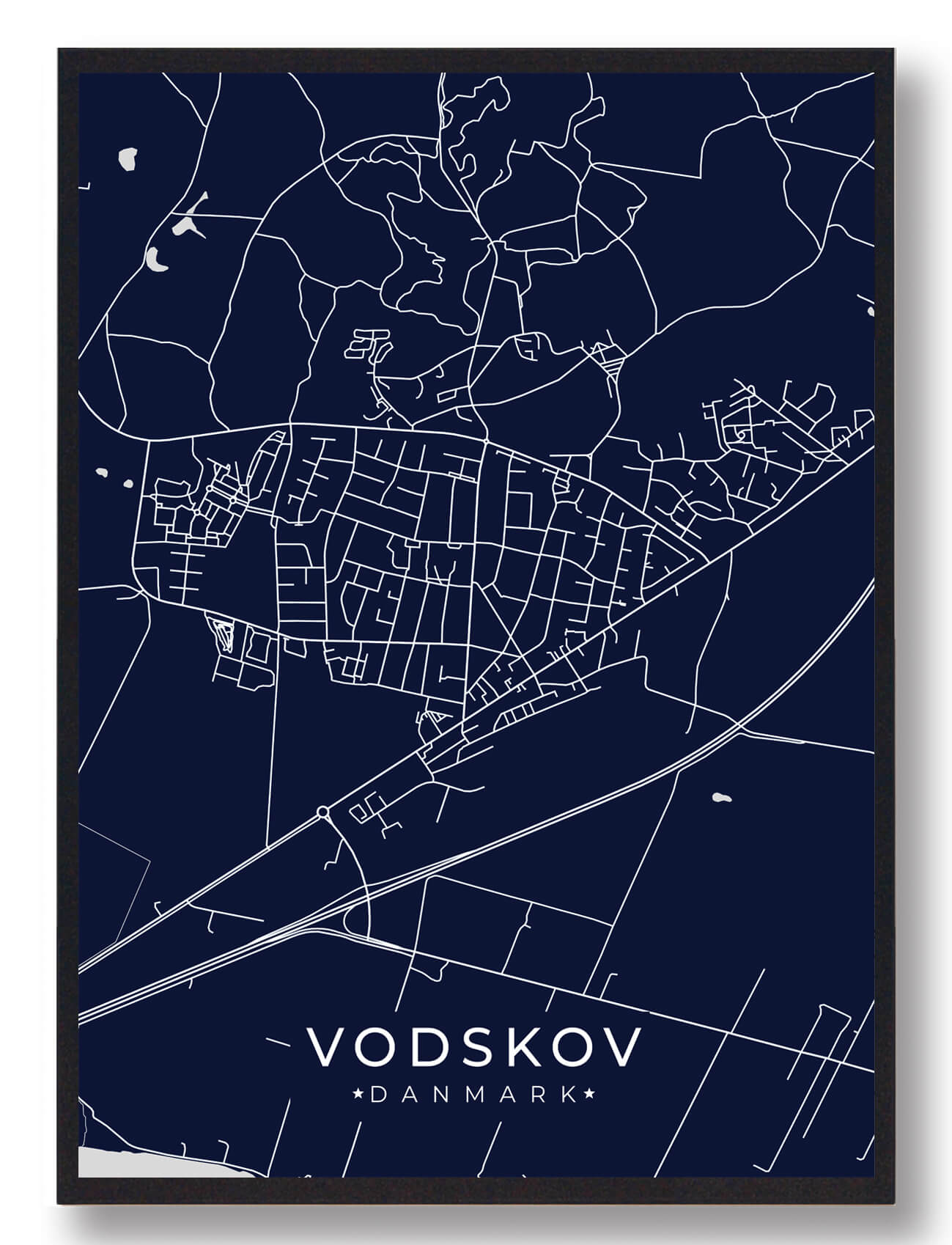 Vodskov Plakat Mørkeblå  Størrelse:   15x21cm  A5