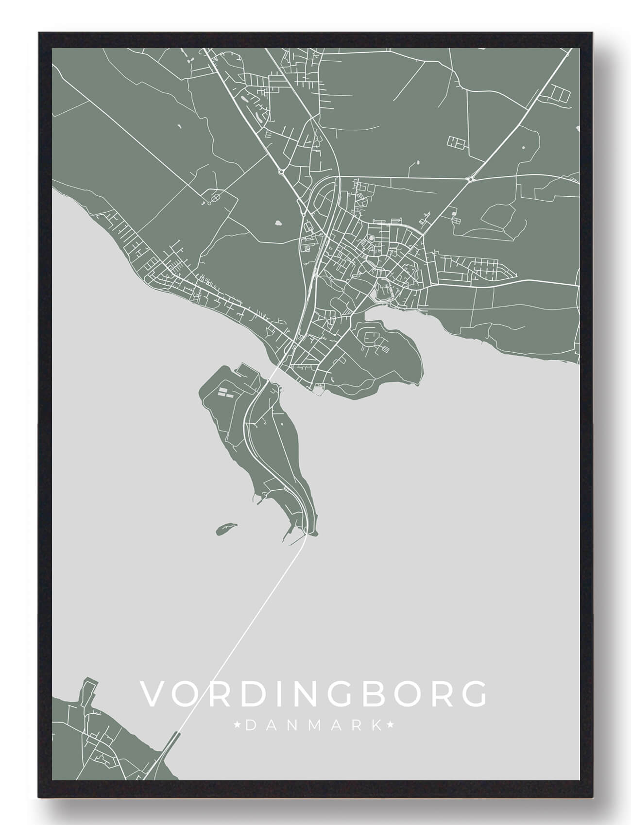 Vordingborg Plakat Grøn  Størrelse:   15x21cm  A5