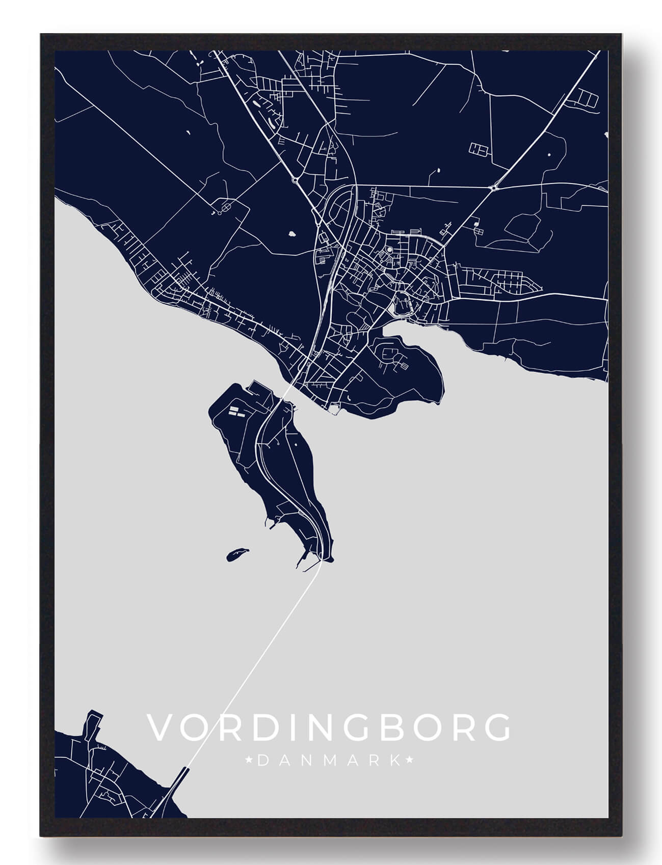 Vordingborg Plakat Mørkeblå  Størrelse:   15x21cm  A5