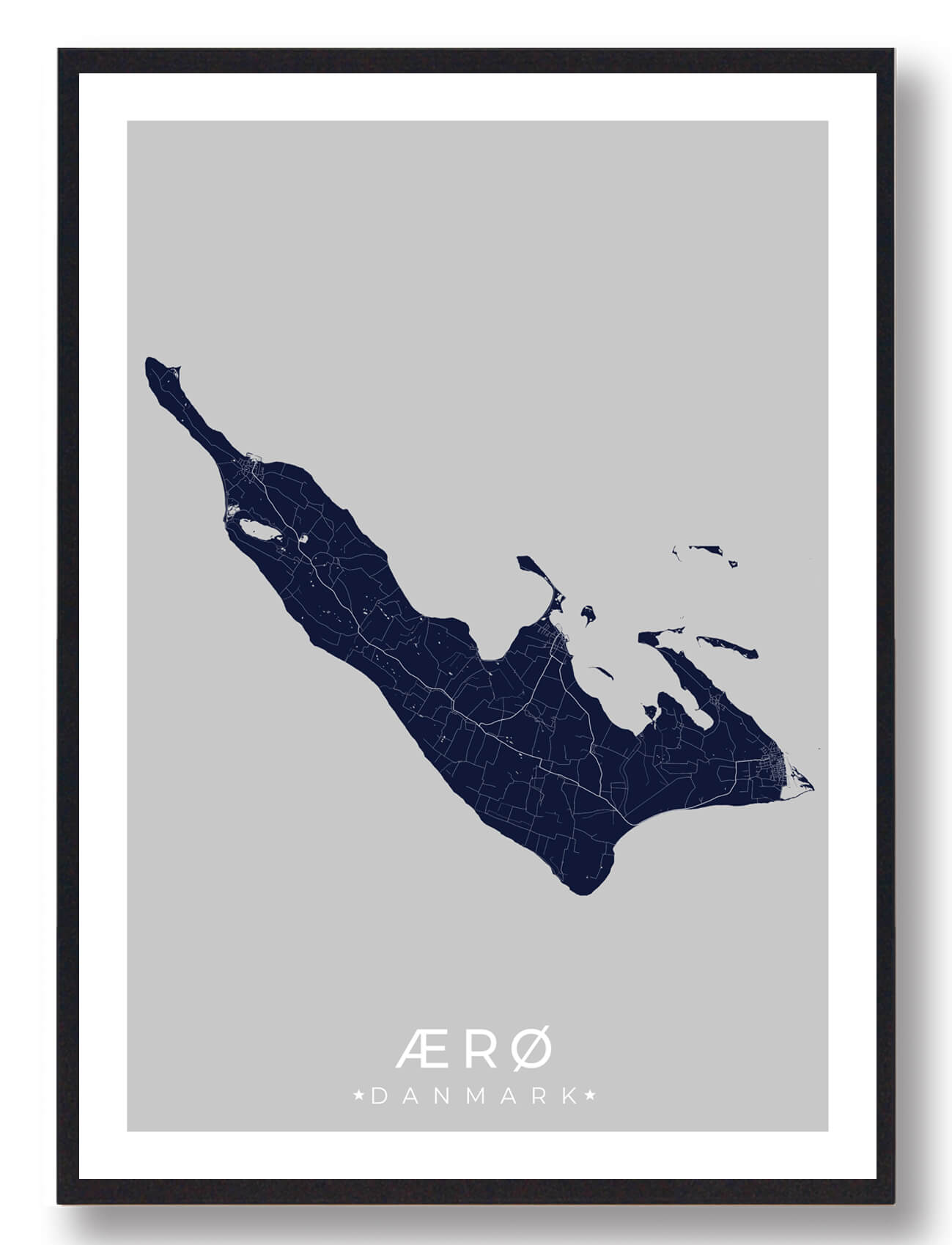 ærø Plakat  Mørkeblå  Størrelse:   15x21cm  A5