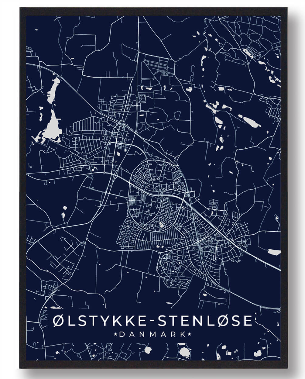 ølstykke-stenløse Plakat Mørkeblå  Størrelse:   15x21cm  A5