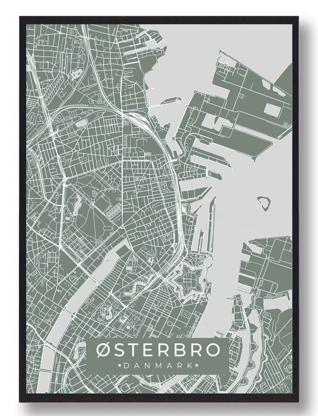 østerbro Plakat Grøn  Størrelse:   15x21cm  A5