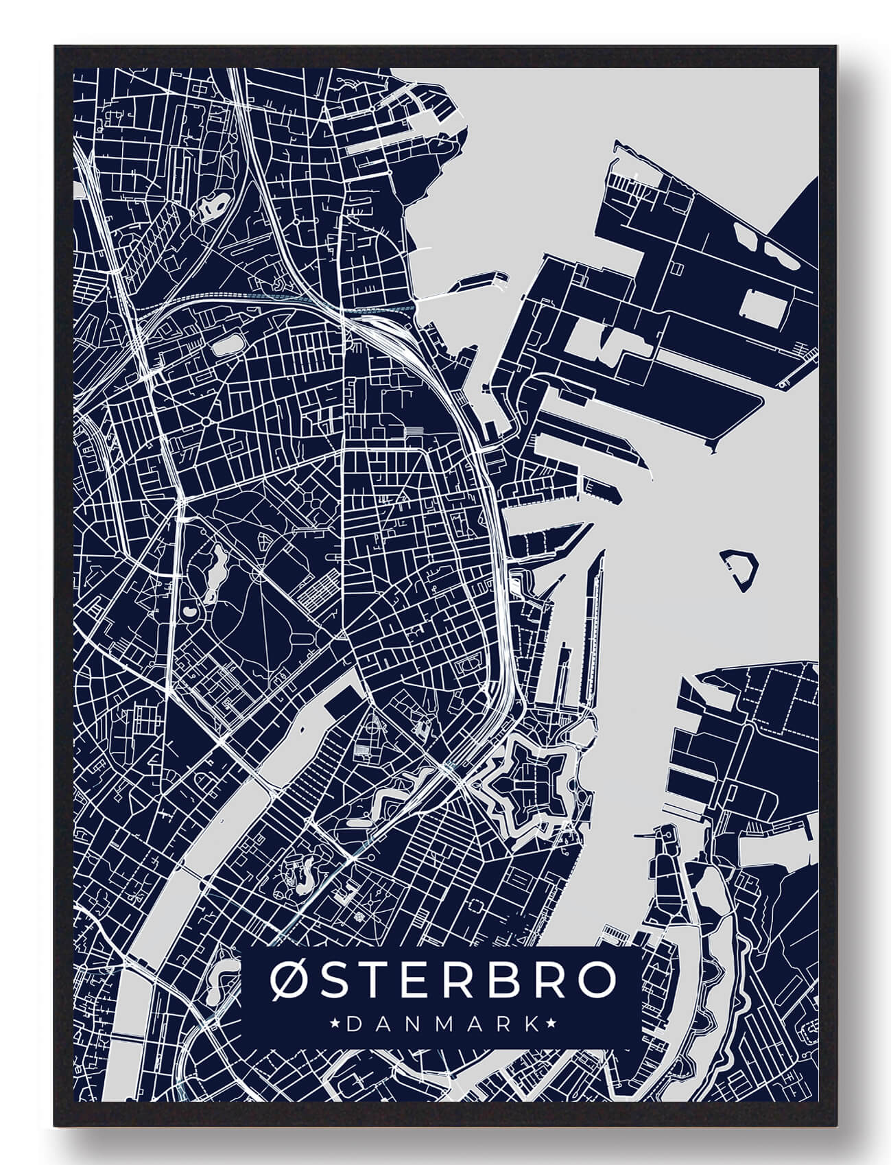 østerbro Plakat Mørkeblå  Størrelse:   15x21cm  A5