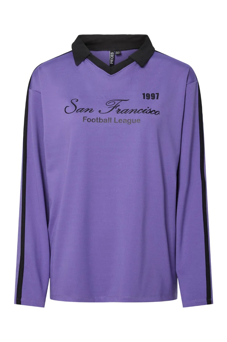 Bluse   Pc Feng Ls Oversize Polo   Ultra Violet San Fransisco fra Pieces